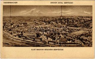 Budapest X. Kőbánya, Első magyar részvény-serfőzde. Haggenmacher, Dreher Antal serfőzdéi, sörgyár reklám, látkép, iparvasút (EK)