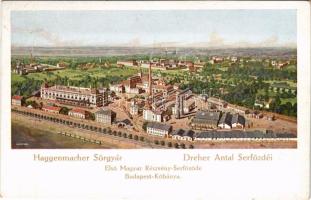 Budapest X. Kőbánya, Első magyar részvény-serfőzde. Haggenmacher, Dreher Antal serfőzdéi, sörgyár reklám (EK)