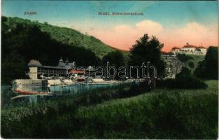 Znojmo, Znaim; Städt. Schwimmschule. Hermann Seibt / swimming school (fl)