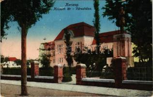 1917 Karcag, Kossuth tér, Városháza. Nagy Lajos és Társai Kertész és Simon kiadása (EK)