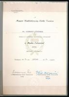 1975 Kismarty-Lechner Lóránd (1883-1963) magyar építész Munka érdemrend arany fokozat kitüntetés adományozó okirat és igazolvány Losonczi Pál államfő aláírásával + Kohászat Kiváló Dolgozója igazolvány