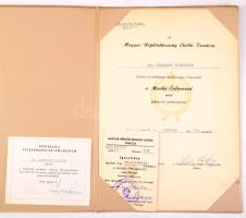 ca 1970 Kismarty-Lechner Lóránd (1883-1963) magyar építész 3 db kitüntetés adomáynozó okirata: kivál...