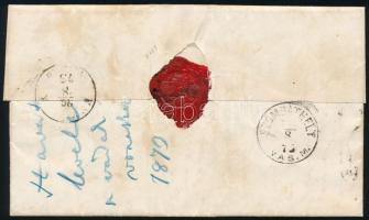 1873 Kőnyomat 3kr képbe fogazva és Réznyomat 2kr vegyes bérmentesítés levélen / Mi 2 + 8, mixed fran...