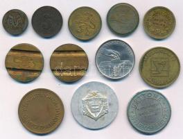 Vegyes 12db-os zseton-, emlékzseton-, bárca-, játékpénztétel T:XF-F