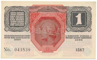 1916. 1K zöld "DEUTSCHÖSTERREICH" felülbélyegzéssel "1587 043539" T:AU
Hungary ...