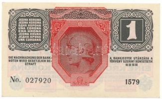 1916. 1K zöld "DEUTSCHÖSTERREICH" felülbélyegzéssel "1579 027920" T:AU
Hungary ...