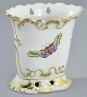 Herendi Viktória mintás laposváza, jelzett, kis kopással, m: 11,5 cm