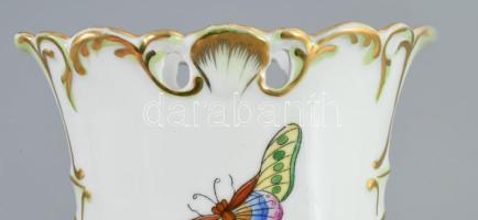 Herendi Viktória mintás laposváza, jelzett, kis kopással, m: 11,5 cm