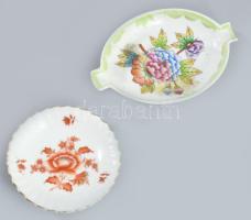 Herendi hamuzó és tálka, egyiken lepattanással, kopással.