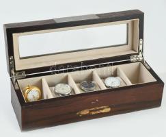 5 helyes óratartó, benne design órákkal, kopással, 32x11 cm