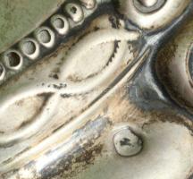 Antik ezüst (Ag) talpas kínáló, jelzett, d: 21 cm, m: 15 cm