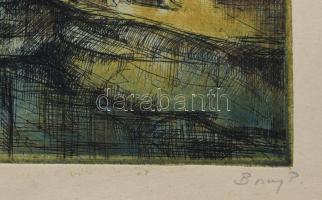 Barczi Pál (1933-2003): Patakpart Színes rézkarc, papír, jelzett, 30x20 cm