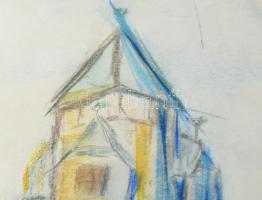 Azonosítatlan jelzéssel: Torony. Pasztell, papír, jelzett, 56x41 cm
