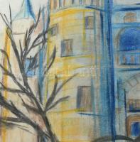 Azonosítatlan jelzéssel: Torony. Pasztell, papír, jelzett, 56x41 cm