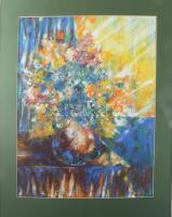Tamás Melinda: Virág csendélet. Vegyes technika, jelzett, paszpartuban 58x42 cm