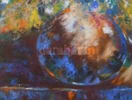 Tamás Melinda: Virág csendélet. Vegyes technika, jelzett, paszpartuban 58x42 cm