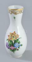Herendi virágmintás váza, jelzett, hibátlan, m: 15 cm