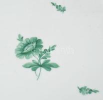 Herendi zöld virágmintás kínáló, jelzett, hibátlan, 26x20 cm