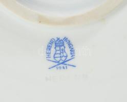 Herendi zöld virágmintás kínáló, jelzett, hibátlan, 26x20 cm