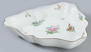 Herendi virág- és madármintás kínáló, jelzett, kis kopással, 24x25 cm