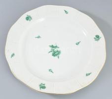 Herendi zöld virágmintás kínáló, jelzett, hibátlan, d: 29 cm