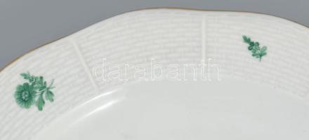 Herendi zöld virágmintás kínáló, jelzett, hibátlan, d: 29 cm