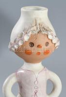 Kézműves nő figurális váza, hibátlan, m: 21,5 cm