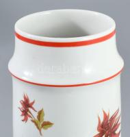 Hollóházi virágmintás váza, jelzett, hibátlan, m: 20 cm