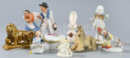 9 darab kis porcelán és kerámia tárgy