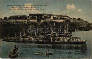 1914 Pétervárad, Peterwardein, Petrovaradin (Újvidék, Novi Sad); Császári és Királyi Haditengerészet Dunaflottilla monitorjai Péterváradnál Újvidéken. SMS BODROG, SMS TEMES I és valószínűleg az SMS SZAMOS és SMS KÖRÖS monitorok. Singer udvari fényképész kiadása / K.u.k. Kriegsmarine Donauflottille bei Festung Peterwardein / Austro-Hungarian Navy Danube Fleet river guard monitors near the Petrovaradin Castle in Novi Sad (EK)