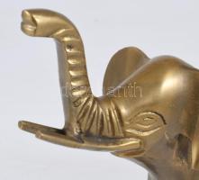 Bronz elefánt, gyöngyház rárakással, 14x13 cm