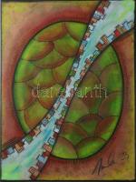 Nagy Imola (1976-): Két világ. Akril, vászon, jelzett 40x30 cm