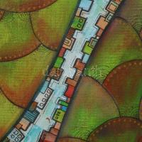 Nagy Imola (1976-): Két világ. Akril, vászon, jelzett 40x30 cm