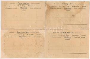 4 db RÉGI (1905 előtti) szecessziós dombornyomott művészlap: rokokó viselet / 4 pre-1905 Art Nouveau...