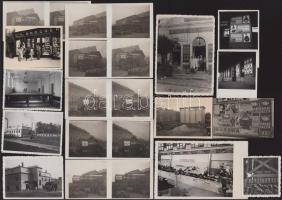 1935 Bp., Schmoll és Kallos Rt. Schmoll paszta gyárával, üzleteivel, reklámjaival kapcsolatos fotók, 17 db, 8,5×6 és 9×14 cm közötti méretekben