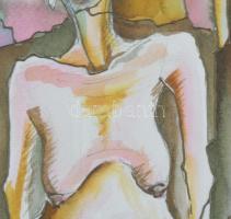 Nagy Imola (1976-): Öregkor. Akvarell, vászon, jelzett 18,5x13 cm Üvegezett keretben