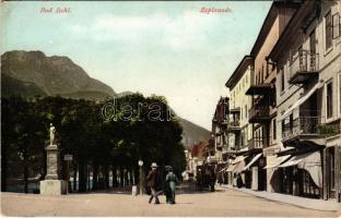 Bad Ischl, Esplanad, Tabak. Photochromiekarte No. 269. / 1909 / promenade, shops (worn corners)