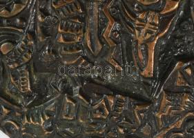 cca 1970/80 Sárkányölő Szent György plakett. Feltehetően Engelsz József terve. Öntött bronz, d: 12 c...