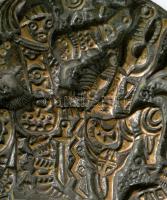 cca 1970/80 Sárkányölő Szent György plakett. Feltehetően Engelsz József terve. Öntött bronz, d: 12 c...