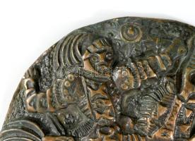 cca 1970/80 Sárkányölő Szent György plakett. Feltehetően Engelsz József terve. Öntött bronz, d: 12 c...