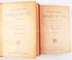 Kisfaludy Károly: - - összes művei négy kötetben. Életrajzzal bevezette Horváth Cyrill. Első-negyedik kötet. (Két kötetben.) Bp., [1899]. Magyar Könyvkiadó Intézet, (Szeged, Gönczi József-ny.), 668 + IV p.; 674 + II p. Kiadói aranyozott, festett egészvászon-kötések.