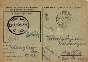 1943 Tábori Postai Levelezőlap - saját kézzel rajzolt, rádió / WWII Hungarian military field post, h...