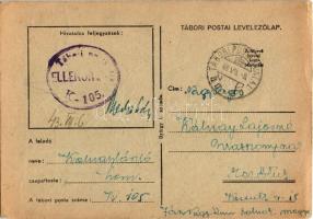 1943 Tábori Postai Levelezőlap - saját kézzel rajzolt, telefon, horogkereszt / WWII Hungarian milita...