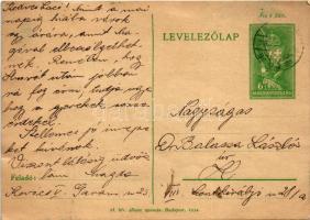 1936 Kislány piros húsvéti tojással, egyedi kézzel festett húsvéti üdvözlőlap / Hand-painted Easter ...