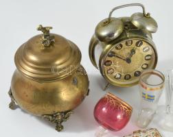 Doboznyi bizsu tétel, közte kézzel készült darabok, rózsakvarc, stb