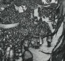 Új március 11 db nagy méretű rézkarcot tartalmazó mappa: Gönczi Béla, Molnár Gabriella, Bauer, Kovác...