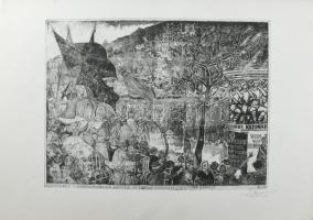 Új március 11 db nagy méretű rézkarcot tartalmazó mappa: Gönczi Béla, Molnár Gabriella, Bauer, Kovác...