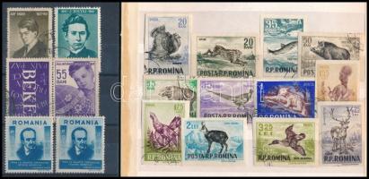 Románia 1943-1960 Állatok vágott sor + 3 db hungarika bélyeg + ráhel csíkos bélyeg támpéldánnyal, 2 stecklapon