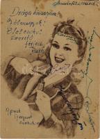 1943 Tábori Postai Levelezőlap - hölgy / WWII Hungarian military field post, lady (EB)