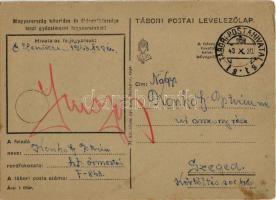 1943 Tábori Postai Levelezőlap - hölgy / WWII Hungarian military field post, lady (EB)